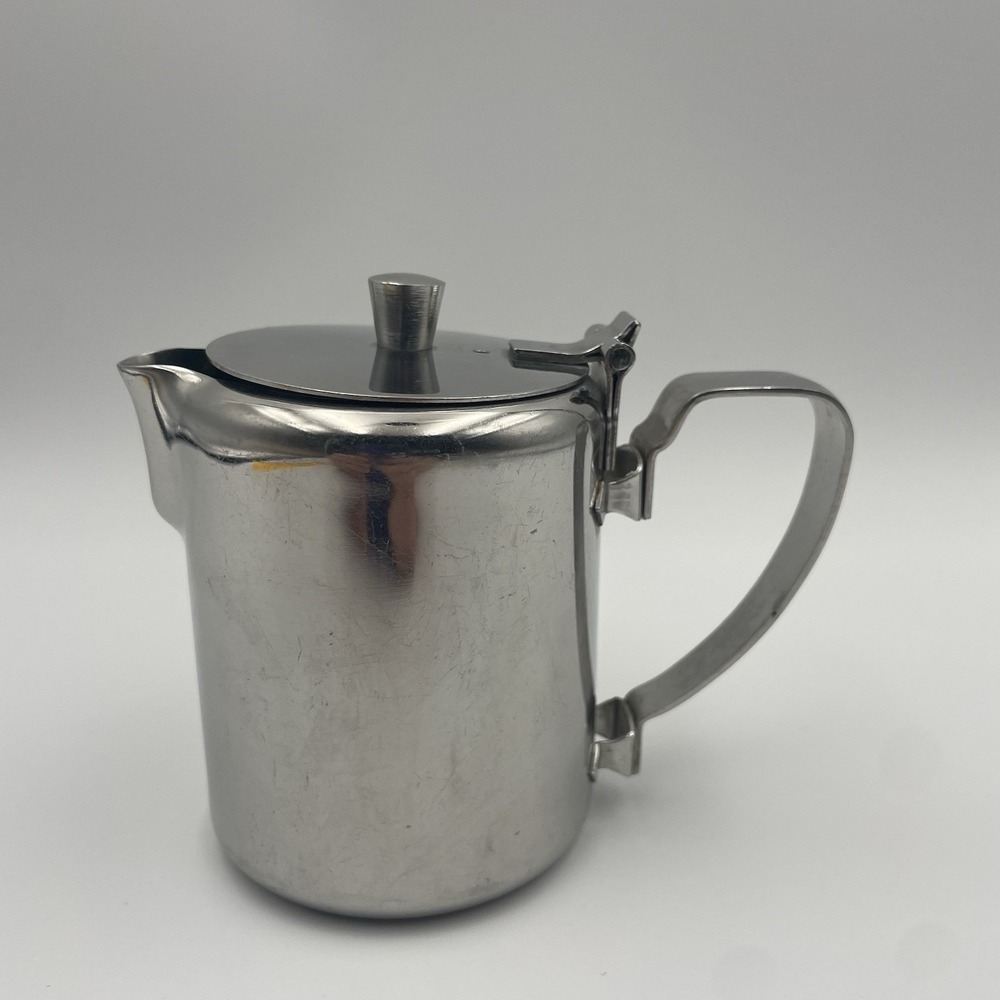 Stainless Steel Creamer Pitcher GEMCO 18-8 Restaurant Style w/Flip‎ Lid Vintage